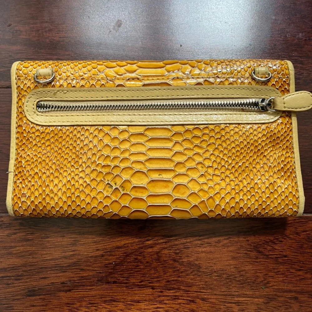 Brighton Snakeskin Wallet Patent Leather Crocodile Tan Silver Preppy Y2K Travel‎